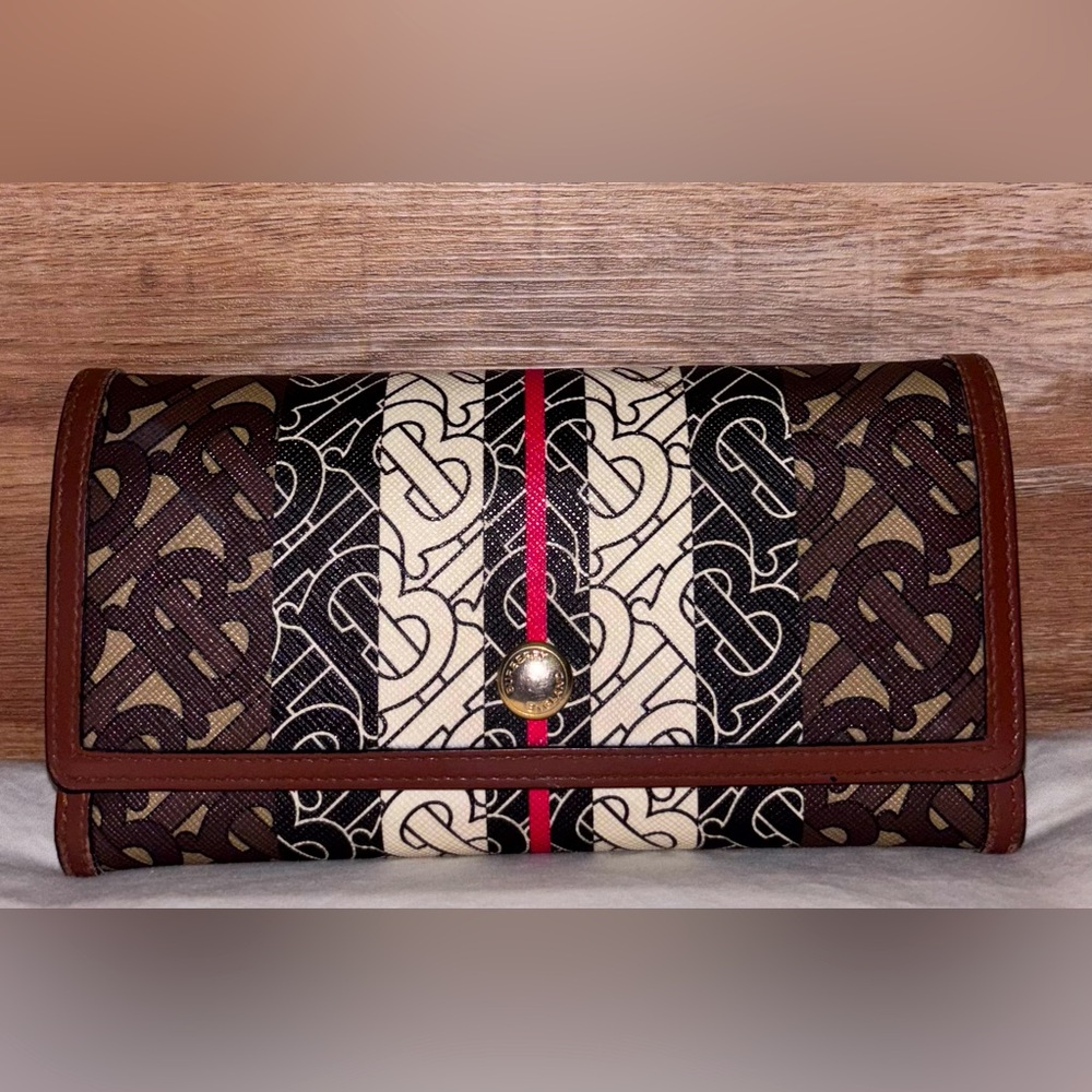 Burberry Authentic Monogram Stripe Brown Coated C… - image 1